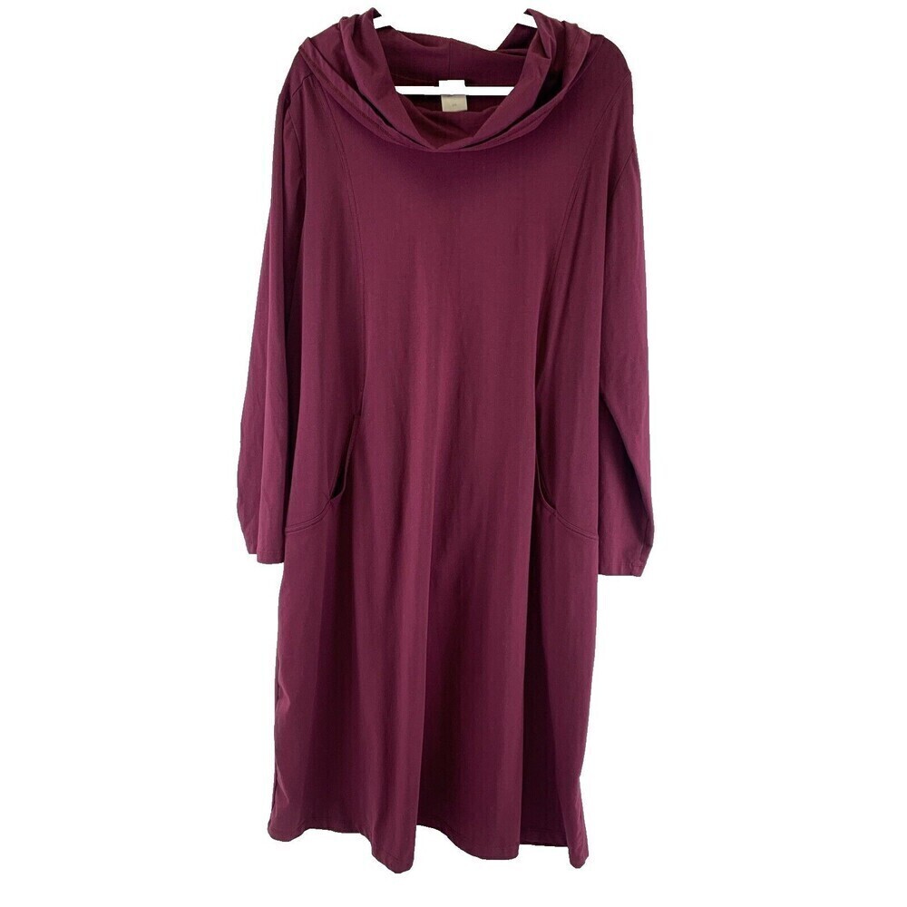 Blair Cowl Neck Dress Maroon Jersey Knit Stretch Long Sleeves Womens Plus 2XL